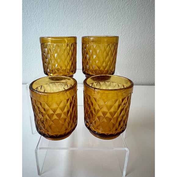 Amber Plant Propagation Jars Cups Containers Vintage Shot Glasses set of 4 - Picture 1 of 10
